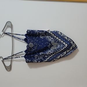 Scarf Print Tie Top, Size Medium, NWT